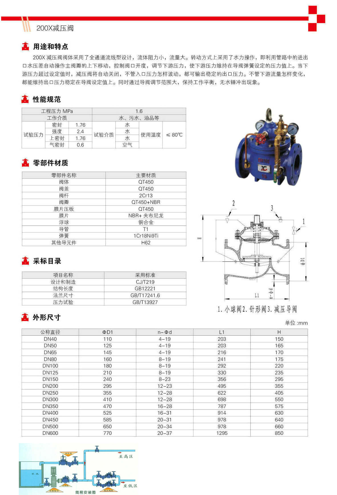 減壓穩(wěn)壓閥規(guī)格型號選型